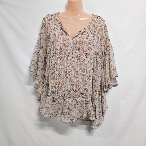 Sundance Women Top Blouse Shirt Size M Soft Pink Sheer Floral Chiffon - Picture 10 of 11